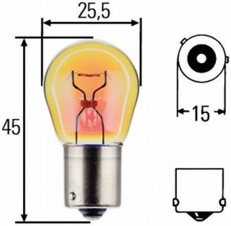 Автолампа Behr Standard PY21W BAU15s 21 W желтая HELLA 8GA006841241 (фото 1)