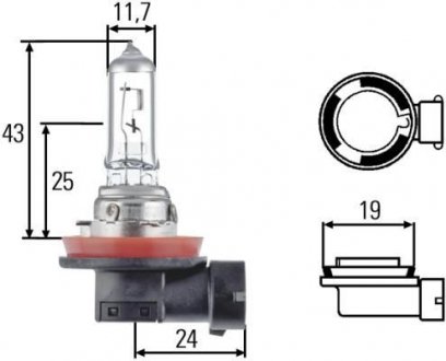 Лампа розжарювання HEAVY DUTY H11 24V 70W PGJ19-2 HELLA 8GH008358241 (фото 1)