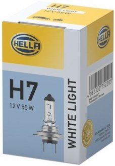 Лампа накаливания, H7 12V 55W PX26d WL 4200K White Light HELLA 8GH223498131 (фото 1)