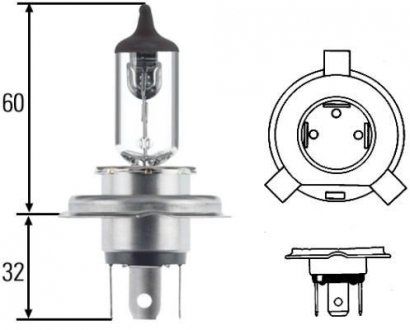 Лампочка H4 60/55W 12V +120.. HELLA 8GJ178560481