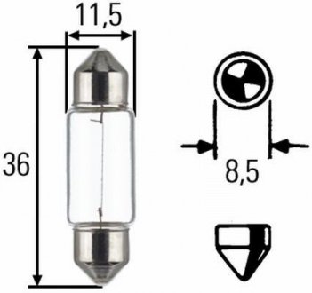 Автолампа Behr Standard C5W SV8,5 5 W прозрачная HELLA 8GM002092241 (фото 1)