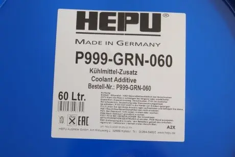 Антифриз (зелений) G11 (60L) (1:1= -38°) HEPU P999-GRN-060
