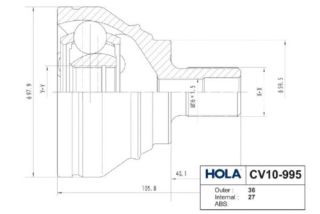 ШРКШ (наружный) VW Caddy III/Passat B6-B8 2.0TDI 10- (36x27) HOLA CV10995