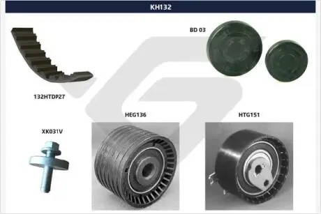Комплект ГРМ Renault Kangoo/Dacia Logan/Sandero 1.4/1.6 16v 01- (K4M) HUTCHINSON KH 132