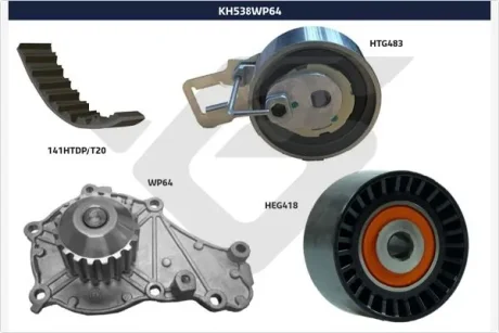 Комплект ГРМ + помпа Citroen Berlingo/Peugeot Partner 1.6 HDi 08- HUTCHINSON KH538WP64
