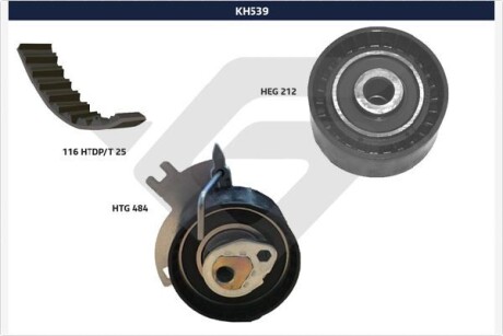 Комплект ГРМ Citroen Jumper/Jumpy/Peugeot Boxer/Expert 2.0 BlueHDi 15-/Ford Focus 14- (25.4x116z) HUTCHINSON KH539 (фото 1)