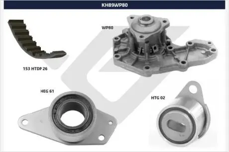 Помпа води + комплект ременя ГРМ HUTCHINSON KH89WP80