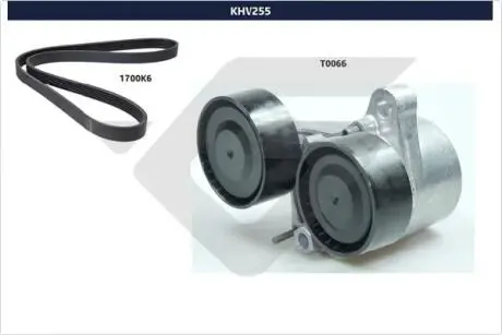 Комплект поликлинових ременів (з роликами) BMW 1 (F20), 1 (F21), 2 (F22, F87), 3 (E90), 3 (E91), 3 (E92), 3 (E93), 3 (F30, F80), 3 (F31), 3 GRAN TURISMO (F34), 4 (F32, F82) 1.6D/2.0D/3.0D 12.04- HUTCHINSON KHV255