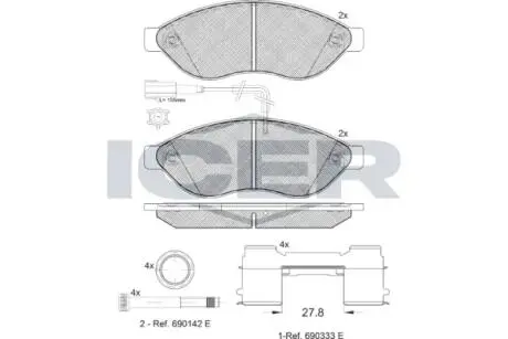 Дисковые тормозные колодки ICER 141803203