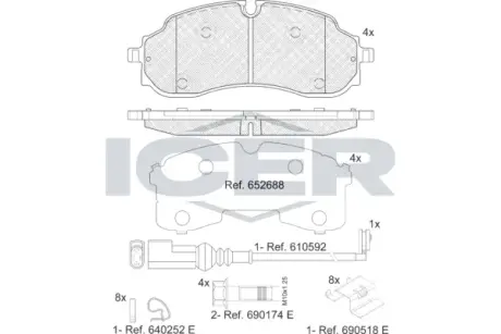 Колодки гальмівні (передні) Ford Transit E-Transit 22- ICER 142490