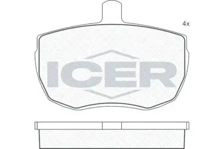 Гальмівні колодки, дискове гальмо (набір) ICER 180230