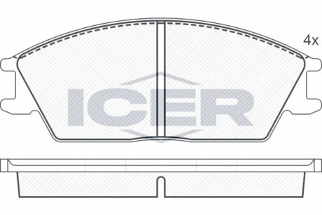 Колодки гальмівні (передні) Hyundai Pony 89-95/S Coupe 90-96 ICER 180616