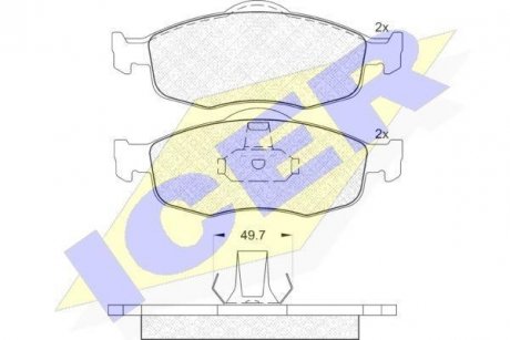 Колодки гальмівні (передні) Ford Mondeo I/II 93-00/Scorpio I/II 85-98 ICER 180916