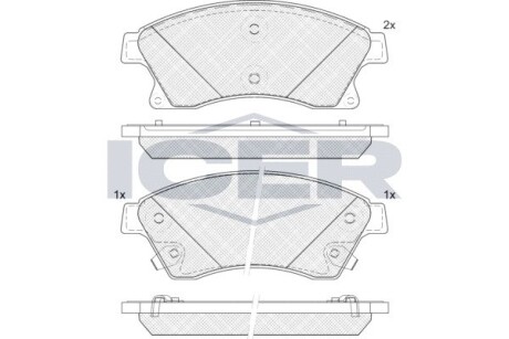 Колодки гальмівні (передні) Chevrolet Aveo I/II 11-/Cruze/Opel Astra H/J 09-/Nissan Rogue 10-13 ICER 181942-202