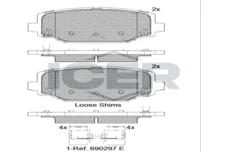 Колодки гальмівні (задні) Chrysler Grand Voyager 07-/Fiat Freemont 11- ICER 182053