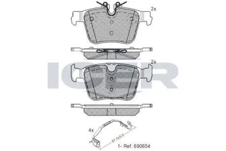 Колодки тормозные (задние) Volvo S60/V60 18-/S90/V90/XC60 16-/XC90 14- (к-кт) ICER 182232-203