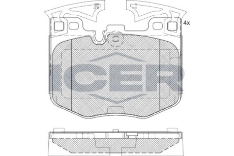 Тормозные колодки (передние) BMW 2/3/5/6/7/8/X3/X4/X5/X6/X7/Z4/i4/iX 15-/Toyota Supra 19- ICER 182280