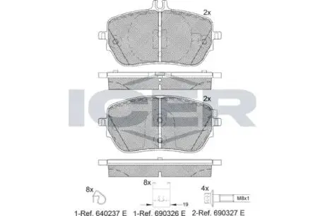 Тормозные колодки (передние) MB A-class (W177)/B-class (W247) 18-/CLA/GLA-class 19- ICER 182337