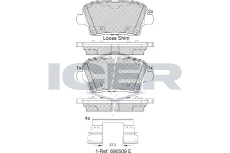 Тормозные колодки (задние) Opel Insignia B/Buick Regal 17-/Cadillac XT4 18- ICER 182344