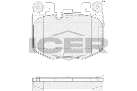 Колодки гальмівні (передні) BMW 3 (G20/G80/G28)/5 (G30/F90)/7 (G11/G12) 16- B47/B48/B57/B58 ICER 182503