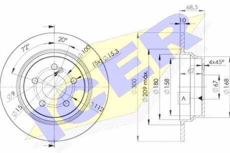 Диск тормозной (задний) MB E-class (W211/W212/S211/S212) 02-17 (300x10) (с покр.) (полный)) ICER 78BD04132 (фото 1)