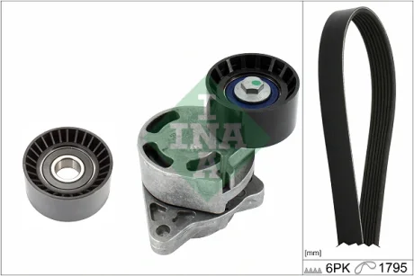 Комплект поликлинових ременів (з роликами) NISSAN INTERSTAR, PRIMASTAR OPEL MOVANO A, VIVARO A RENAULT MASTER II, TRAFIC II 2.2D/2.5D 12.97- INA 529043310