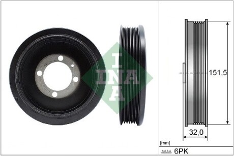 Шків колінвалу Opel Astra/Chevrolet Cruze 1.7 CDTI/DT 07- (6PK) INA 544 0123 10 (фото 1)