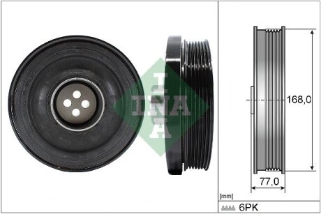 Шків колінвалу BMW 1 (E81)/3 (E90)/X1 (E84)/5 (E60)/X3 (E83/F25) 2.0D 04- (6PK), N47/M47 INA 544 0130 10 (фото 1)