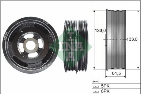 Шків колінвалу Ford Focus II/III/Mondeo IV 1.6 Ti 04- INA 544 0167 10