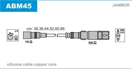 Провід В/В Audi 80/100/A4/A6/A8 2.4/2.4Q/2.6/2.6Q/2.8 Janmor ABM45