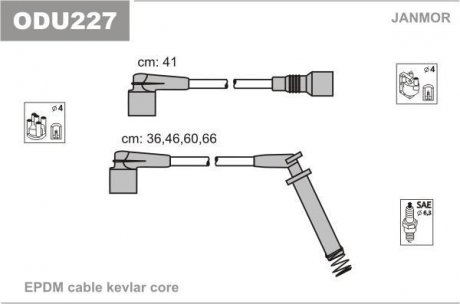 Провода в/в Opel 1.2-1.6 Corsa/Vectra Janmor ODU227 (фото 1)