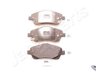 Гальмівні колодки, дискове гальмо (набір) JAPANPARTS PA206AF (фото 1)