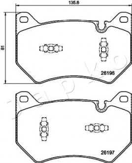 Колодки гальмівні (передні) Nissan Koleos 16-/X-Trail/Infiniti Q50/Q60/QX50 13-/Renault Koleos 16- JAPKO 500963 (фото 1)