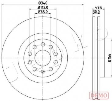 Диск тормозной (передний) Audi A3/Skoda Octavia/VW Golf 13-/Passat 08- (340x30) JAPKO 600907C