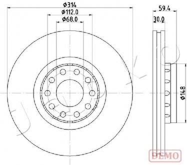 Диск тормозной (передний) Audi 100/A6/A8 V8 2.2-4.2 88-02 (314x30) JAPKO 600924C