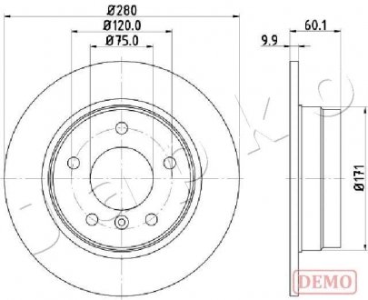 Диск тормозной (задний) BMW 3 (E36/E46) 91-05 (280x10) (с покрытием) (полный)) JAPKO 610107C