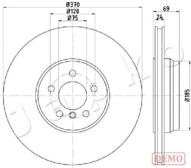 Диск тормозной (задний) BMW X3 (F25)/ X4 (F26) 10- (330x20) (с покрыт.) (вентил.) (с отверстиями)) JAPKO 610127C (фото 1)