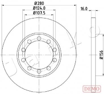 Диск гальмівний (задній) Ford Transit V347 06- (280х16) JAPKO 610314C