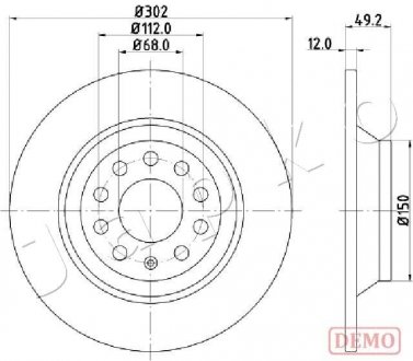 Диск тормозной (задний) Audi A6 04-11 (302x12) PRO JAPKO 610915C