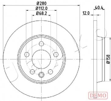 Диск тормозной (задний) VW T4 91-03 (280x12) JAPKO 610926C (фото 1)