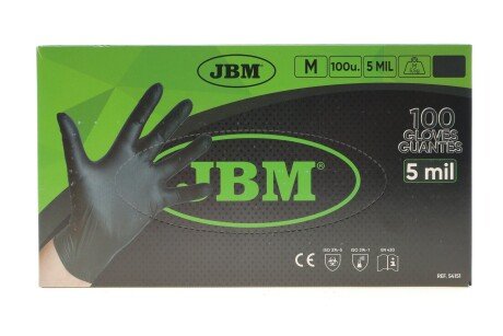 Перчатки нитриловые (M) 100шт (5mil) (черные) JBM 54151