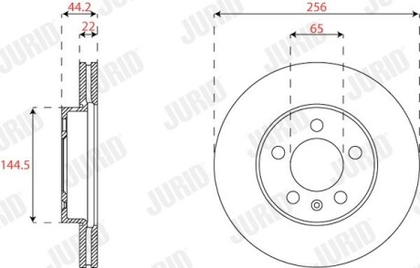 Гальмівний диск передній Audi A1 / VW Polo / Seat Ibiza / Skoda Fabia, Kamiq, Skala Jurid 563227JC