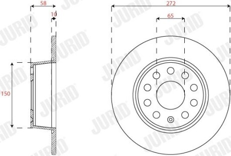 Тормозной диск задний Audi Q2 / VW Jetta VII, T-Roc / Seat Ateca, Leon / Skoda Karoq, Octavia IV Jurid 563293JC