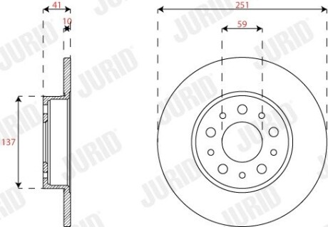 Тормозной диск задний Fiat Tipo (2015->) Jurid 563295JC (фото 1)