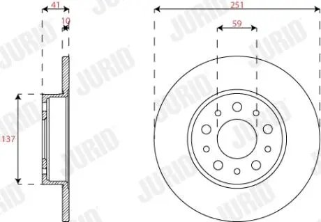 Тормозной диск задний Fiat Tipo (2015->) Jurid 563295JC