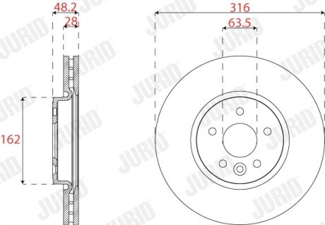 Тормозной диск передний Jaguar XE Jurid 563304JC