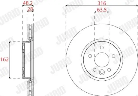 Тормозной диск передний Jaguar XE Jurid 563304JC