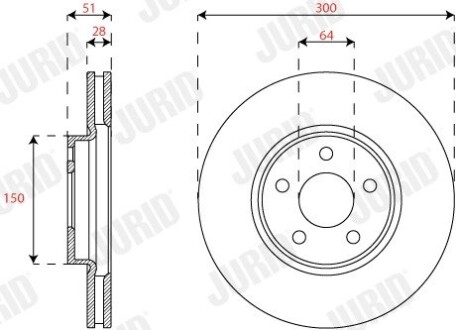 Тормозной диск передний Ford Galaxy III, S-Max (2015->) Jurid 563313JC (фото 1)