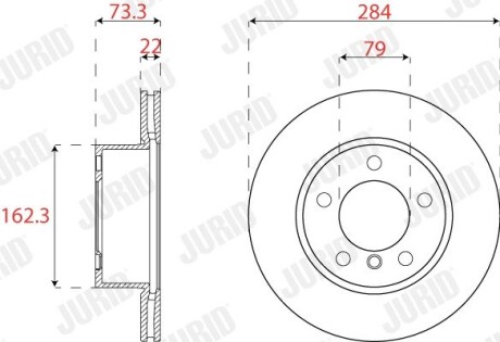 Тормозной диск передний BMW 1 (F20, F21), 2 (F23, F22, F87) Jurid 563322JC (фото 1)