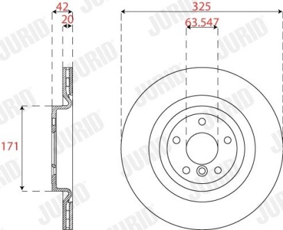 Гальмівний диск задній Jaguar XE, XF Jurid 563323JC